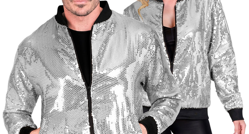 Widmann SRL Bomberjack zilver pailletten