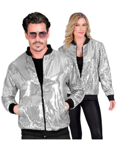 Widmann SRL Bomberjack zilver pailletten