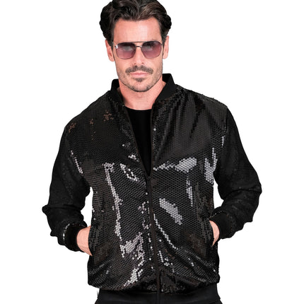 Widmann SRL Bomberjack zwart glitter