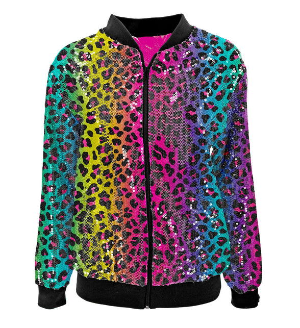 Widmann SRL Bomberjas Luipaard pailletten regenboog