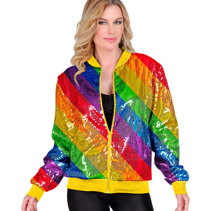 Widmann SRL Bomberjas pailletten regenboog