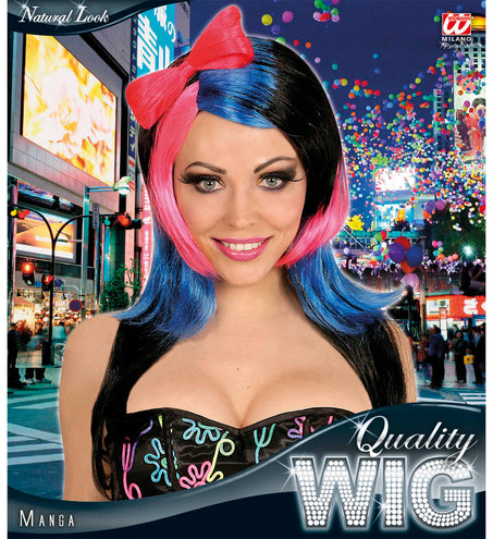 Widmann SRL Bonte Manga pruik met strik