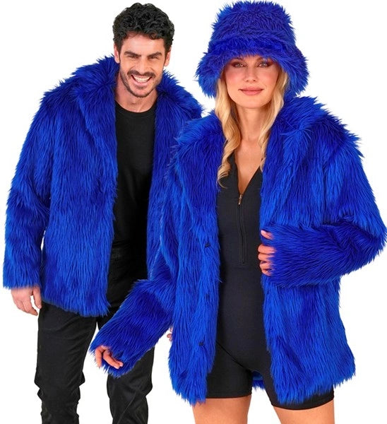 Widmann SRL Bontjas pluche blauw kostuum Mees