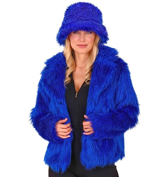 Widmann SRL Bontjas pluche dames blauw kostuum Lara