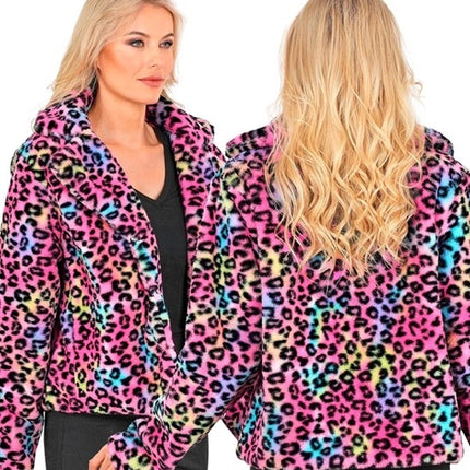 Widmann SRL Bontjas pluche dames luipaard multi kostuum Niek