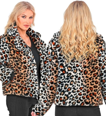 Widmann SRL Bontjas pluche dames luipaard print kostuum Niela