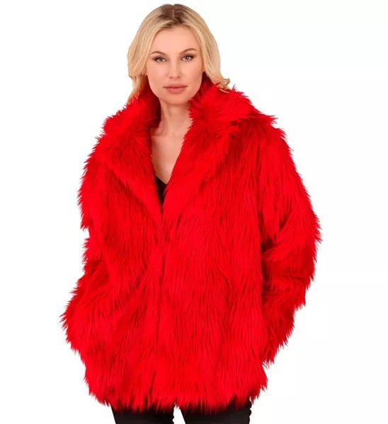 Widmann SRL Bontjas pluche rood kostuum Evi