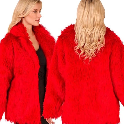 Widmann SRL Bontjas pluche rood kostuum Evi