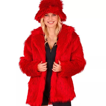 Widmann SRL Bontjas pluche rood kostuum Evi