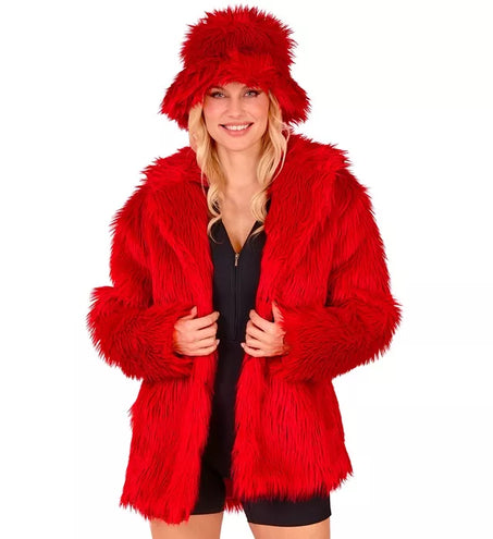 Widmann SRL Bontjas pluche rood kostuum Evi