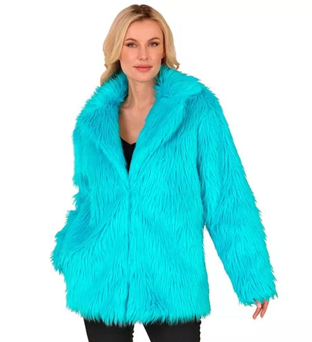 Widmann SRL Bontjas pluche turquoise kostuum Gijs