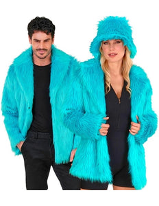 Widmann SRL Bontjas pluche turquoise kostuum Gijs