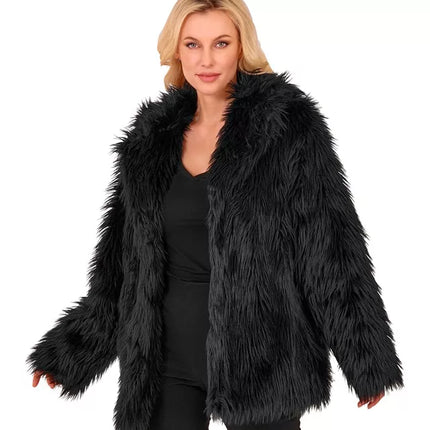 Widmann SRL Bontjas pluche zwart kostuum Timo