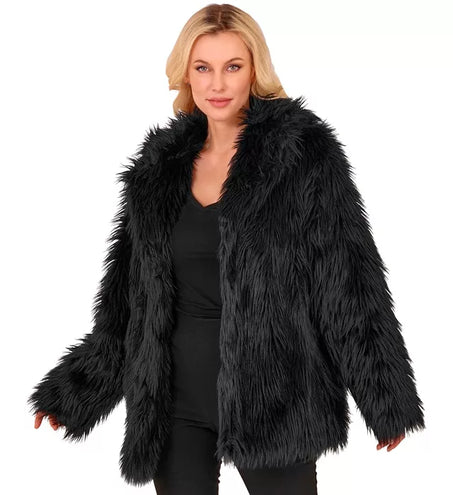 Widmann SRL Bontjas pluche zwart kostuum Timo