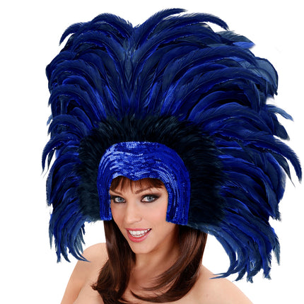 Widmann SRL Braziliaanse veren hoofdbedekking blauw