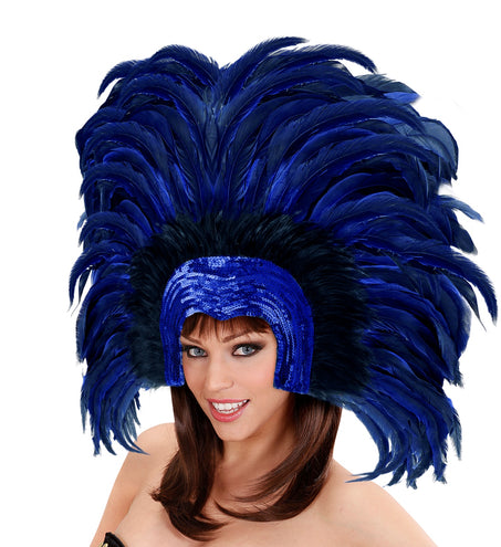 Widmann SRL Braziliaanse veren hoofdbedekking blauw