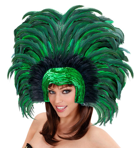 Widmann SRL Braziliaanse veren hoofdbedekking groen