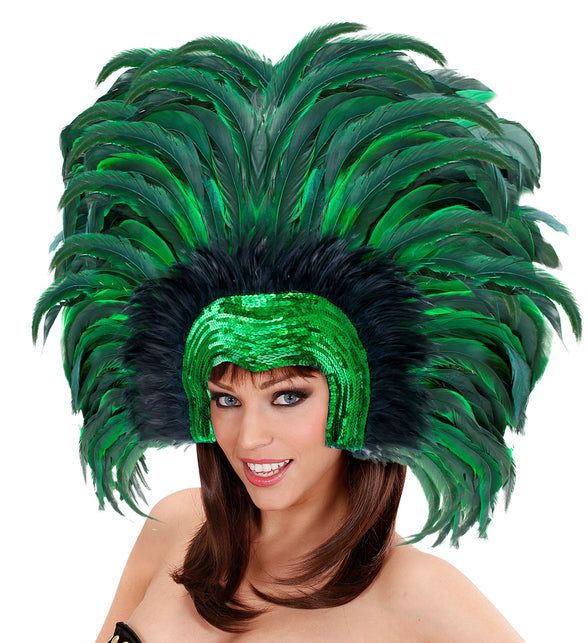 Widmann SRL Braziliaanse veren hoofdbedekking groen