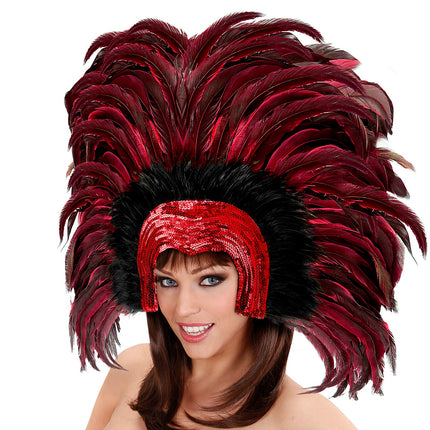 Widmann SRL Braziliaanse veren hoofdbedekking rood