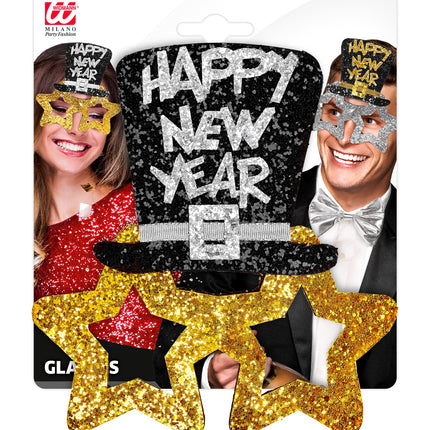 Widmann SRL Bril, Happy New Year Goud