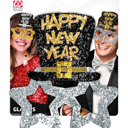 Widmann SRL Bril, Happy New Year Zilver