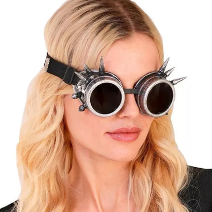 Widmann SRL Bril steampunk antiek zilver gespijkerd Mees