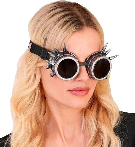 Widmann SRL Bril steampunk antiek zilver gespijkerd Mees