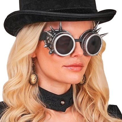 Widmann SRL Bril steampunk antiek zilver gespijkerd Mees