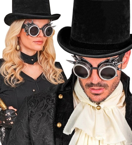 Widmann SRL Bril steampunk antiek zilver gespijkerd Mees