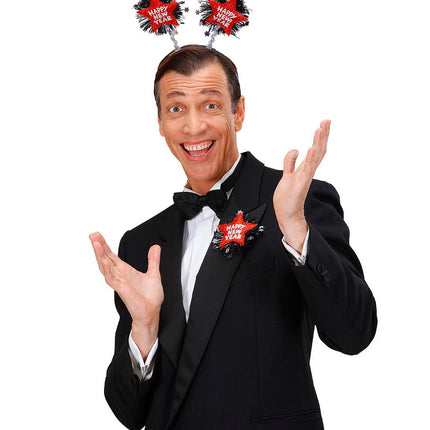 Widmann SRL Broche Happy New Year rood