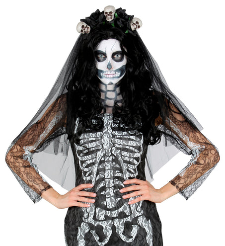 Widmann SRL Bruidsluier met schedels en rozen