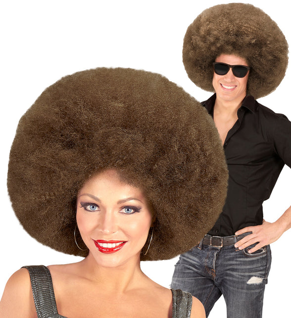 Widmann SRL Bruine afro pruik