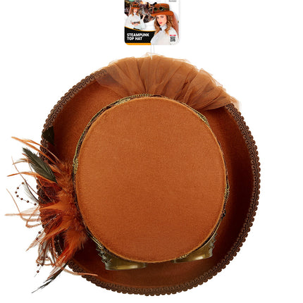 Widmann SRL Bruine hoge hoed Steampunk