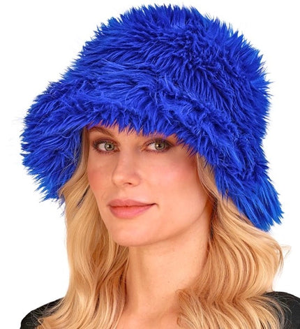 Widmann SRL Bucket hat pluche koningsblauw Mats