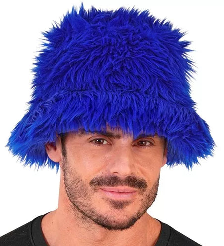 Widmann SRL Bucket hat pluche koningsblauw Mats