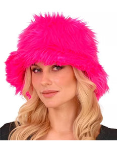 Widmann SRL Bucket hat pluche neon roze Liv