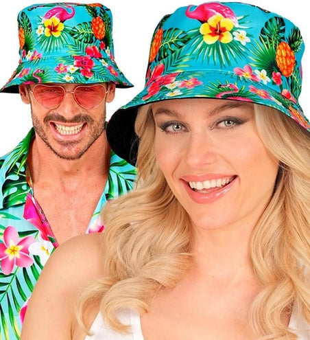 Widmann SRL Bucket hat zomer party blauw kostuum Lotte