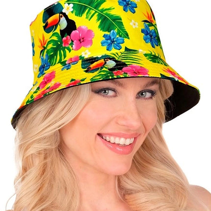 Widmann SRL Bucket hat zomer party geel kostuum Thijs