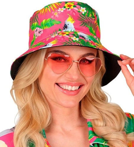 Widmann SRL Bucket hat zomer party roze kostuum Anouk