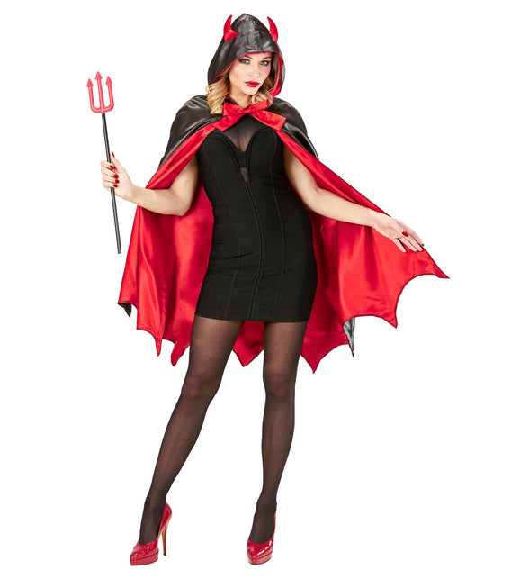 Widmann SRL Cape duivel pak zwart rood