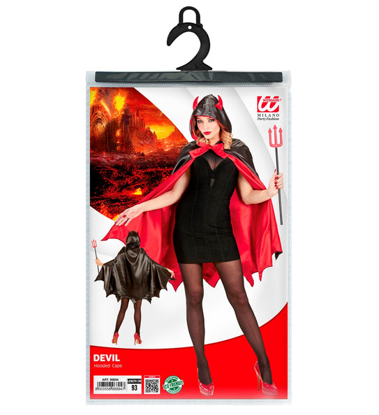 Widmann SRL Cape duivel pak zwart rood