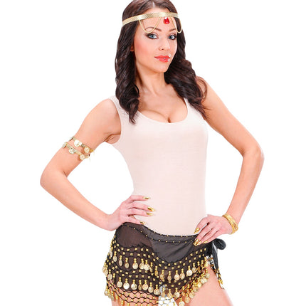 Widmann SRL Ceintuur buikdanseres zwart met muntjes