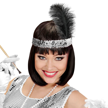 Widmann SRL Charleston hoofdband zilver pailletten