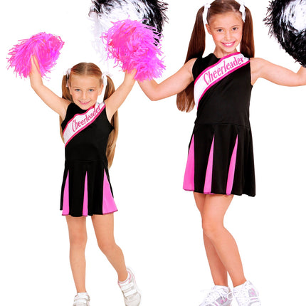 Widmann SRL Cheerleader kostuum zwart roze kinderen