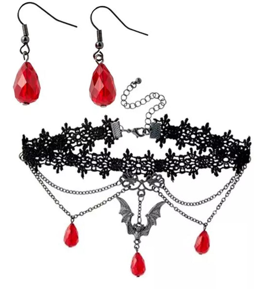 Widmann SRL Choker en oorbellen gotisch vampier Niek