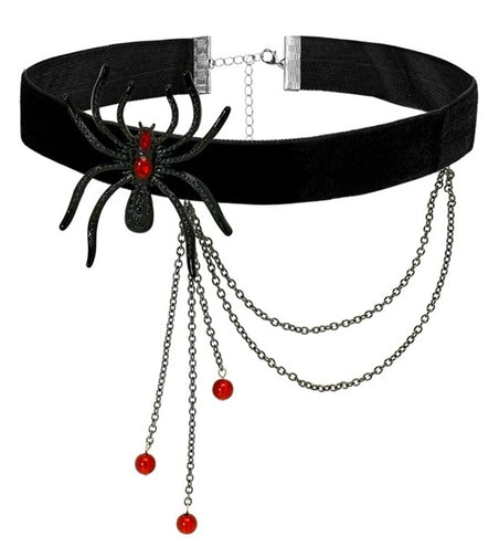 Widmann SRL Choker spin met strass rood kostuum Tess