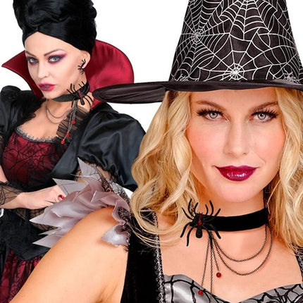 Widmann SRL Choker spin met strass rood kostuum Tess