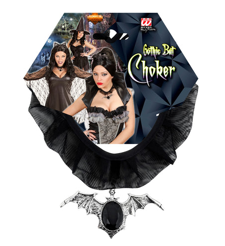 Widmann SRL Choker vleermuis met zwarte gemsteen