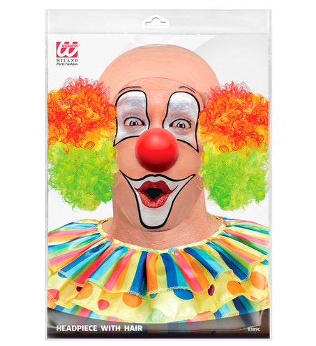 Widmann SRL Clown pruik kaal hoofd kleurrijk
