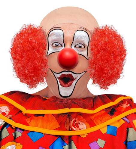 Widmann SRL Clown pruik kaal met krul en rode neus